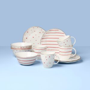 Garnet Red Dessert Set with Mugs, 12-Piece