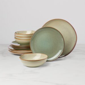 Sage Green Stoneware Dinnerware Set, 12-Piece