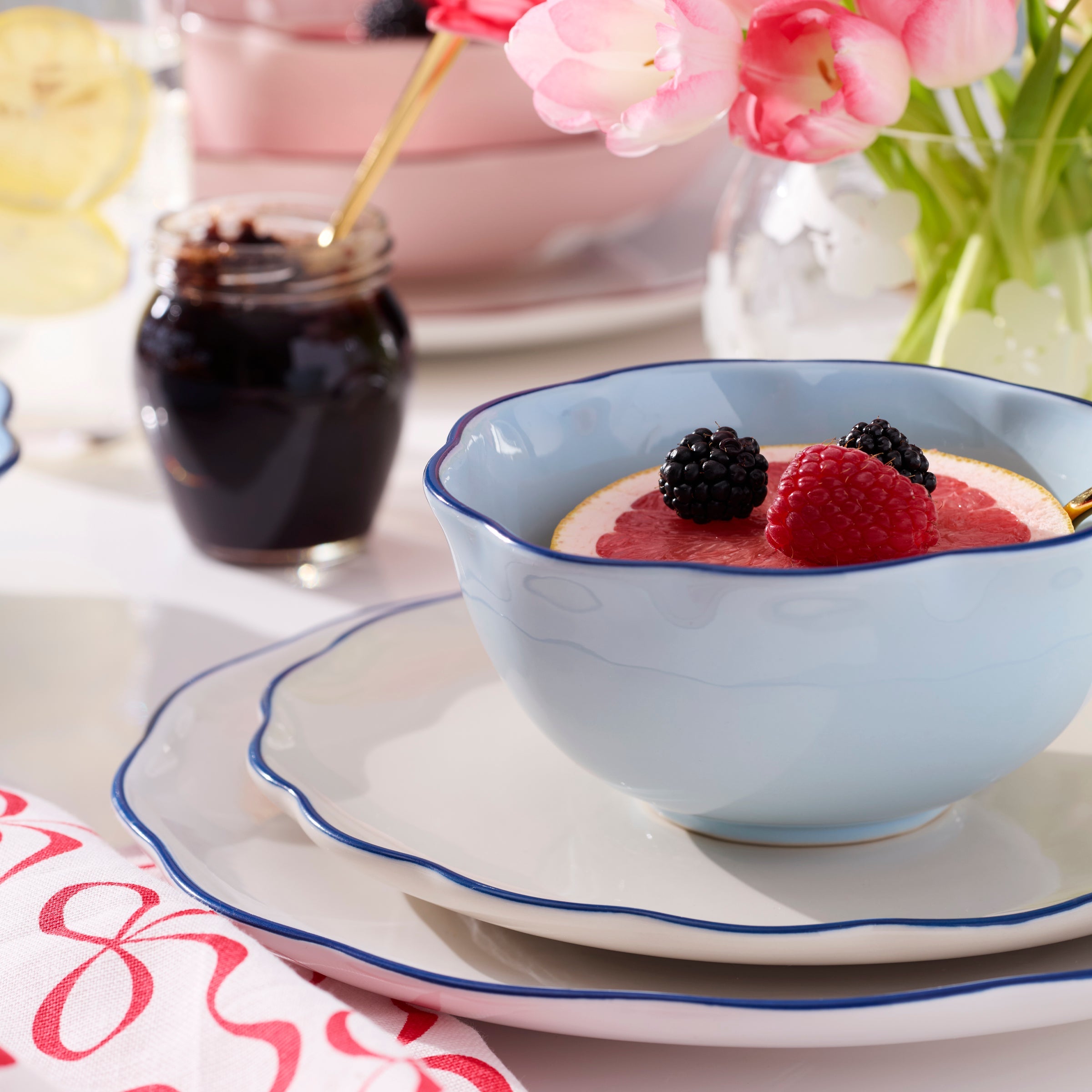 Blue Glazed Stoneware Dinnerware Set, 16-Piece - Image 2