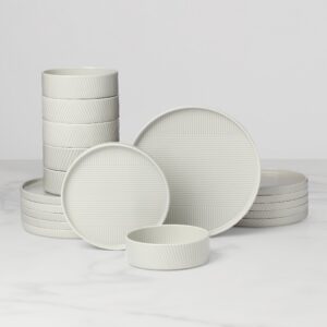 Vapor Gray Textured Porcelain Dinnerware Set, 18-Piece